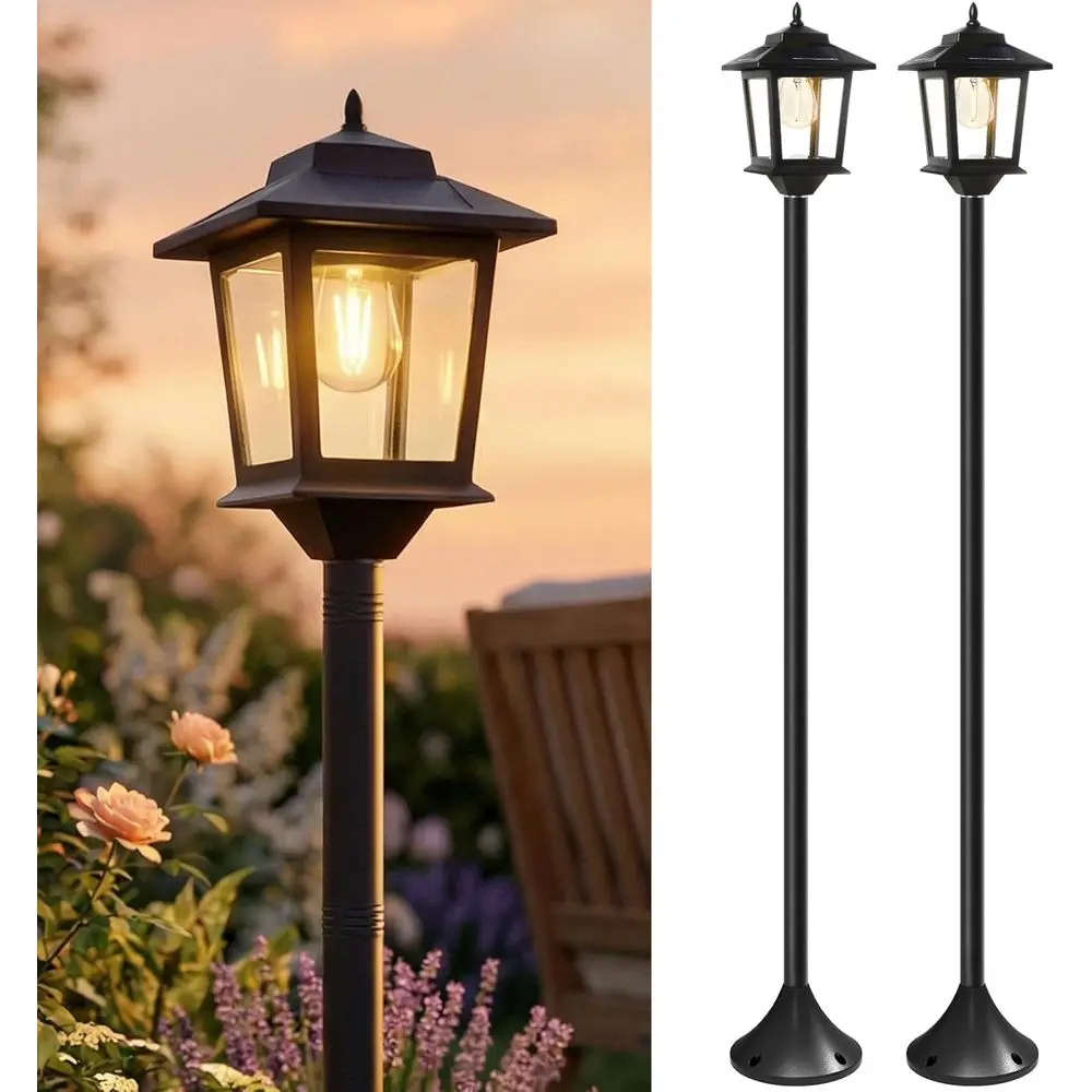 

Outdoor Solar Post Lights, 2-Pack 63 Dusk to Dawn Solar Lamp Posts, Waterproof Floor Lamps, Warm White Pole Lights for Patio