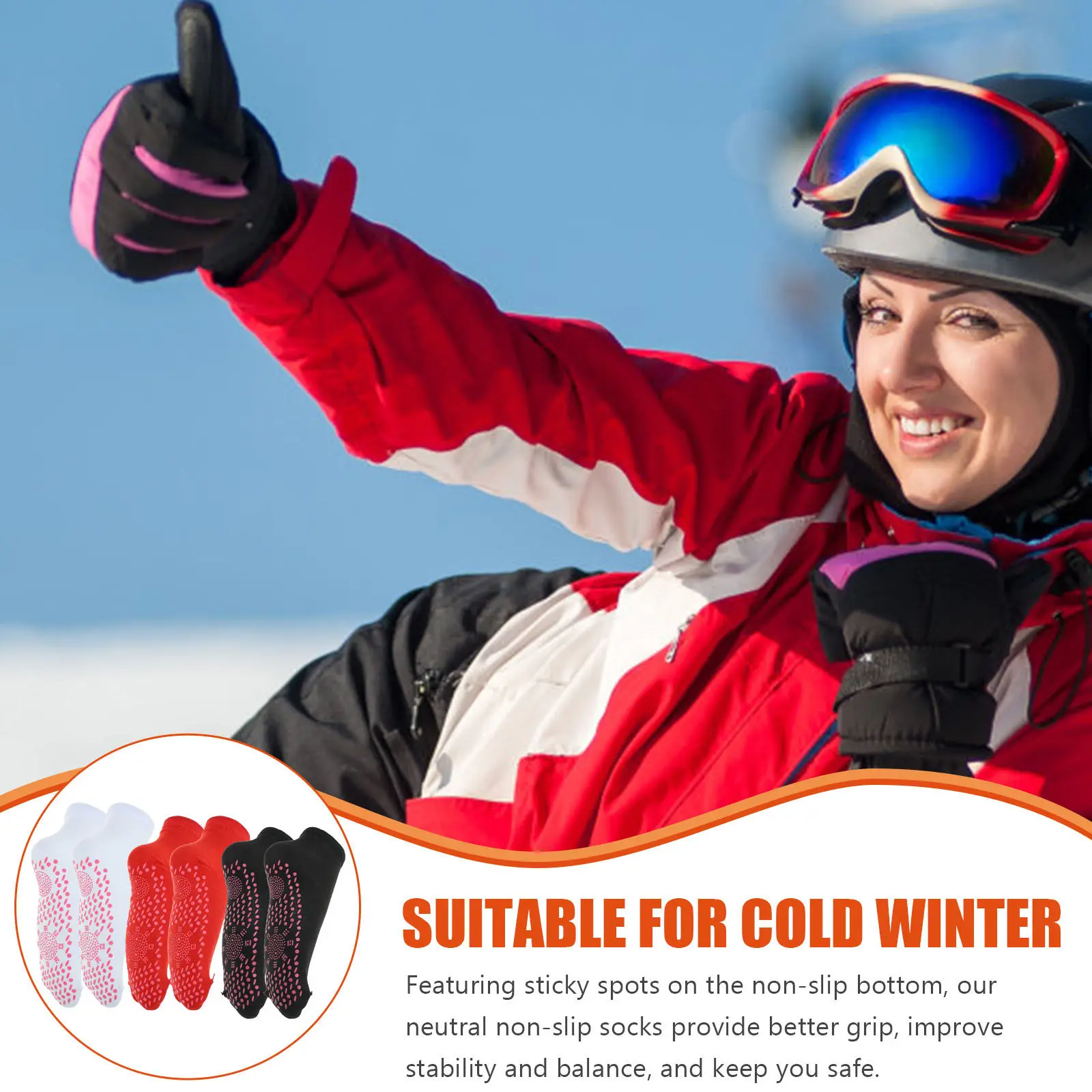 3Pairs Self-Heating Socks Winter Heated Mid-Tube Breathable Warm Socks Cold Weather Outdoor Skiing Climbing Cycling