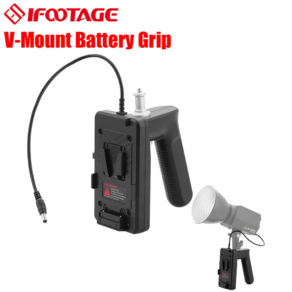 IFOOTAGE V-Mount Lock Battery Plate with Grip, Handheld Portable Video Lighting