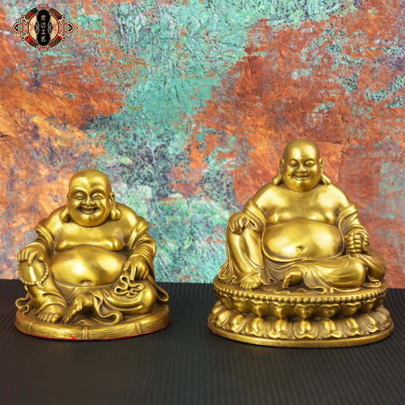 All-brass , a large, round-bodied Maitreya , a bronze Buddha statue, a lucky gift and decorative pie