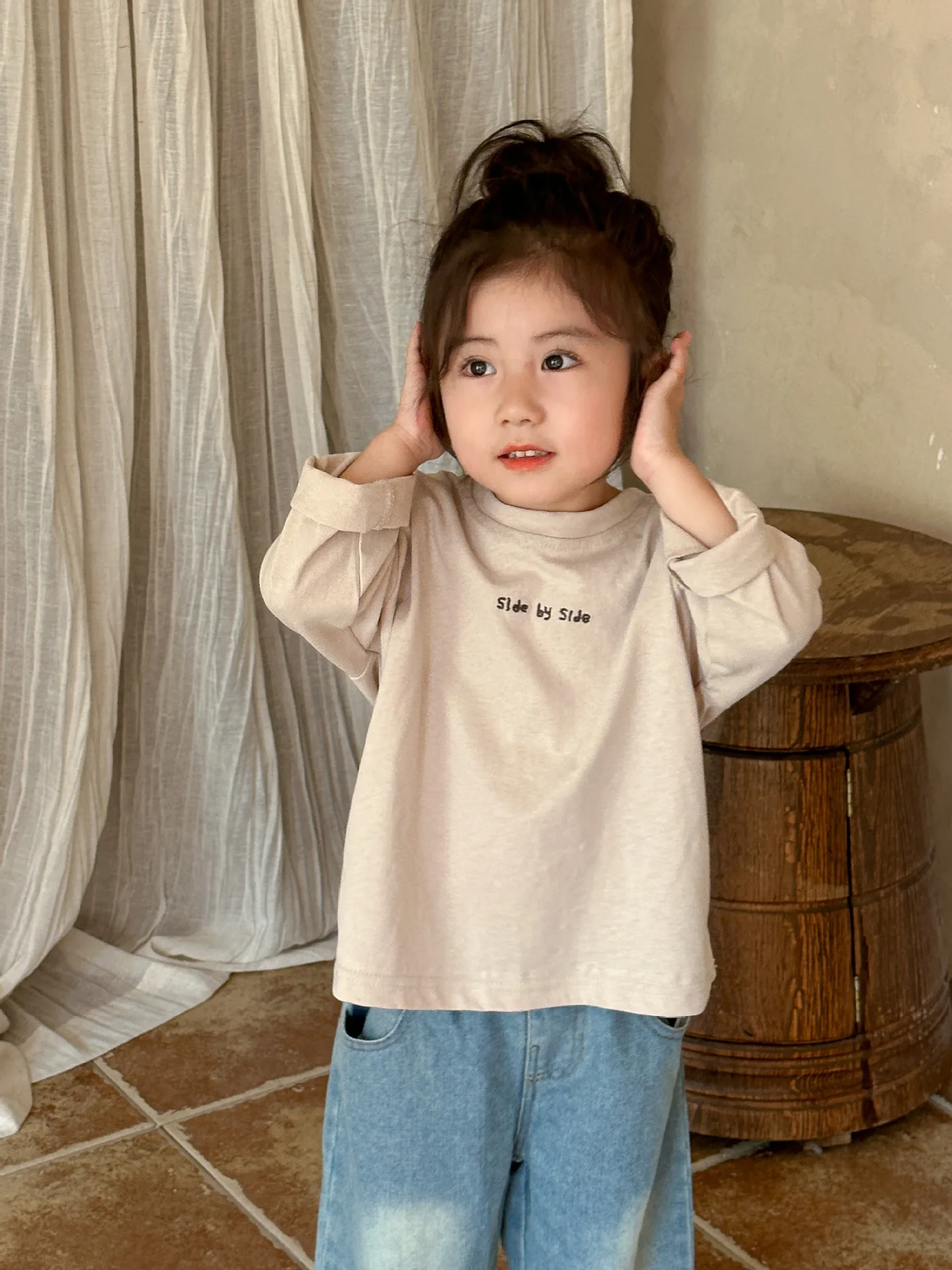 T-shirt Children Clothing Long Sleeves Cotton Boy Autumn Easy Girl New Spring Baby Tops Undershirt Round Collar 2024 Loose