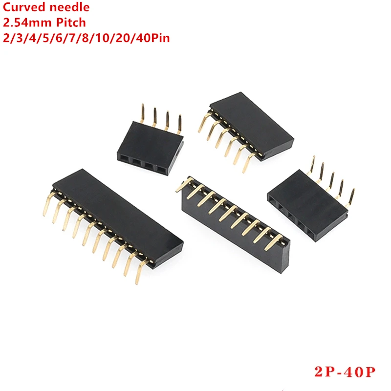 

10PCS 1X/2/3/4/5/6/8/10/20/40 PIN Single Row Right Angle FEMALE HEADER 2.54MM PITCH Strip Connector Socket 3p/4p/6p/8p/20p/40p