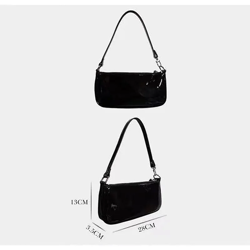 Patent Leather Casual Bright Surface Shoulder Bag Korean Fashion High Street Simple Solid Handbag Women Summer Small Square Bag