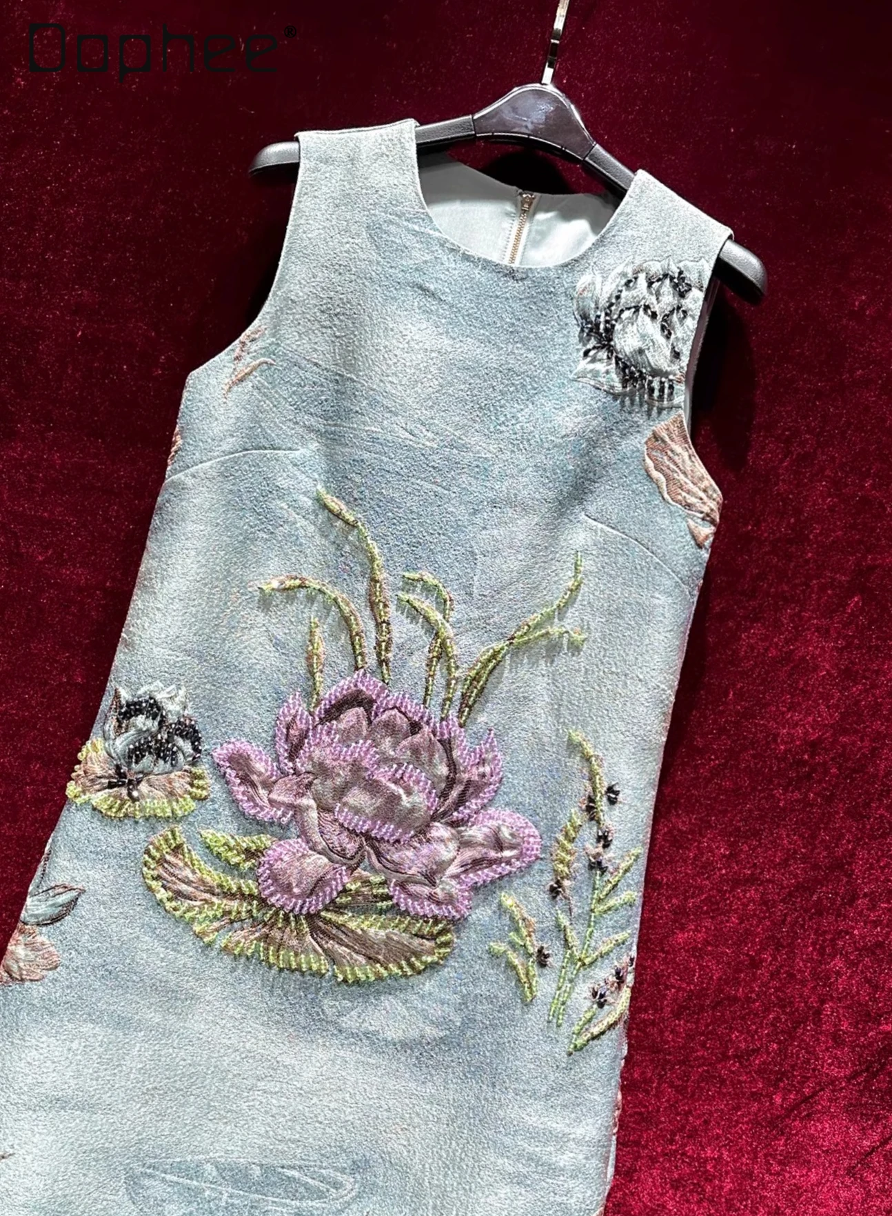 

Luxurious Three-Dimensional Jacquard Embroidery Heavy Beading A-Line Sleeveless Dress High-End Elegant Socialite Evening Dresses