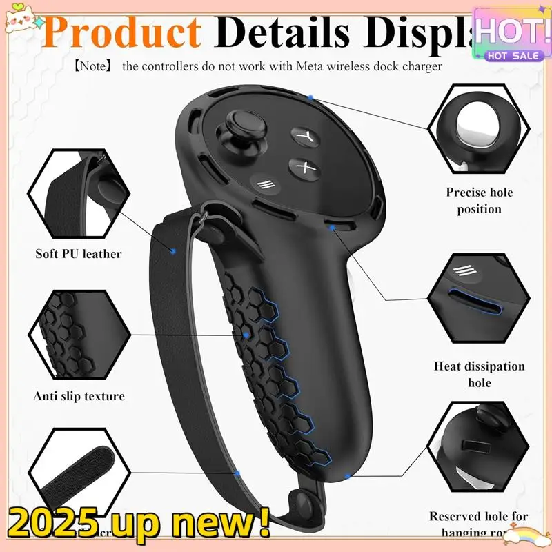 Delicate Texture-Hand Controller Grips Silicone Grips Cover Protective Sleeve Controller Hand Straps For Meta Quest 3 VR Parts