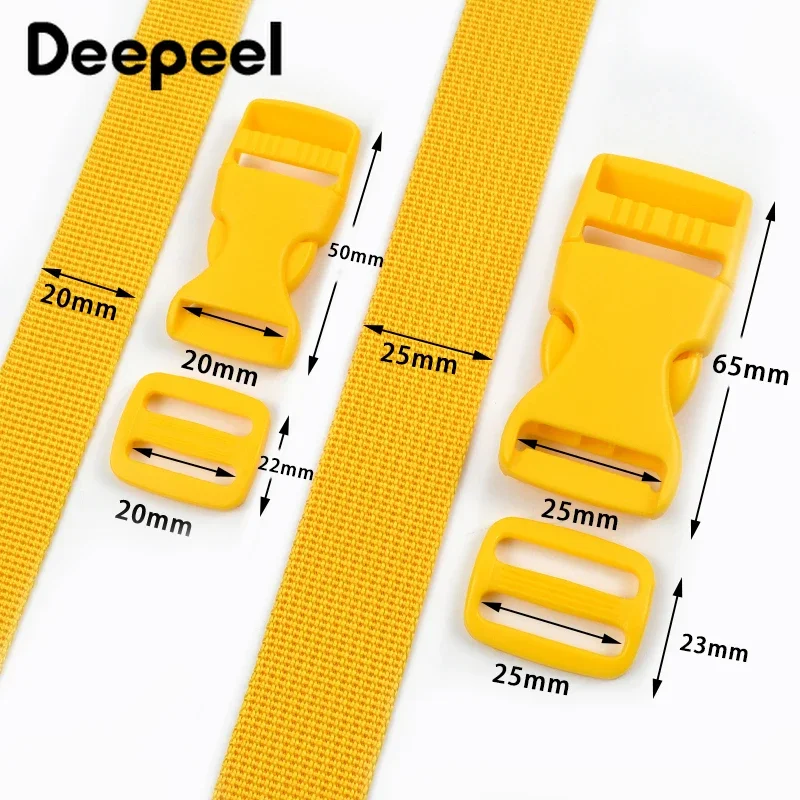 2/5Set 20/25mm pita anyaman nilon gesper lepas plastik untuk tas tali ransel tri-glide gesper Slider Aksesori kait pengatur