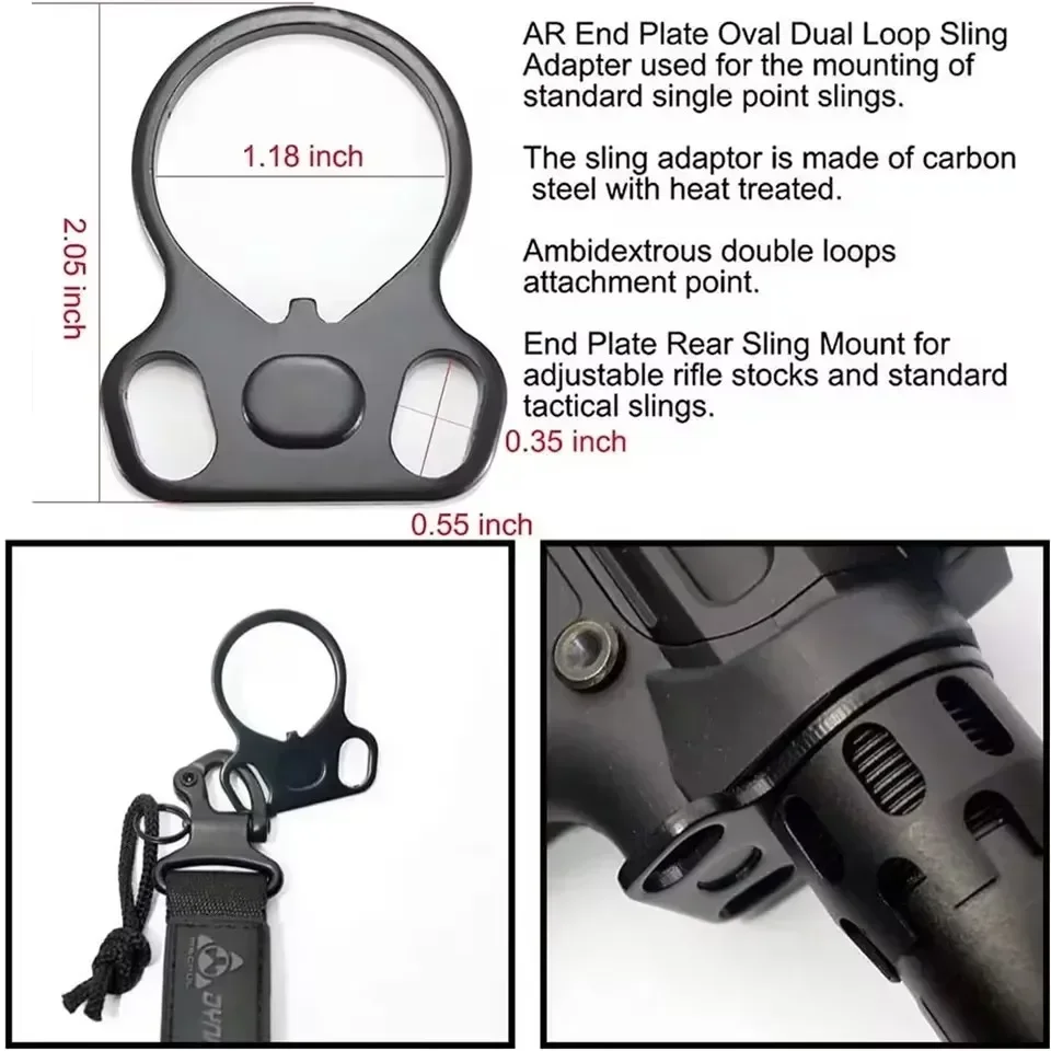 Single Point Gun Sling Shoulder Strap Rifle Strapping Belt Dual Loop End Plate Mount Adapter Toy Gun AR15 M4 Rail Attachment