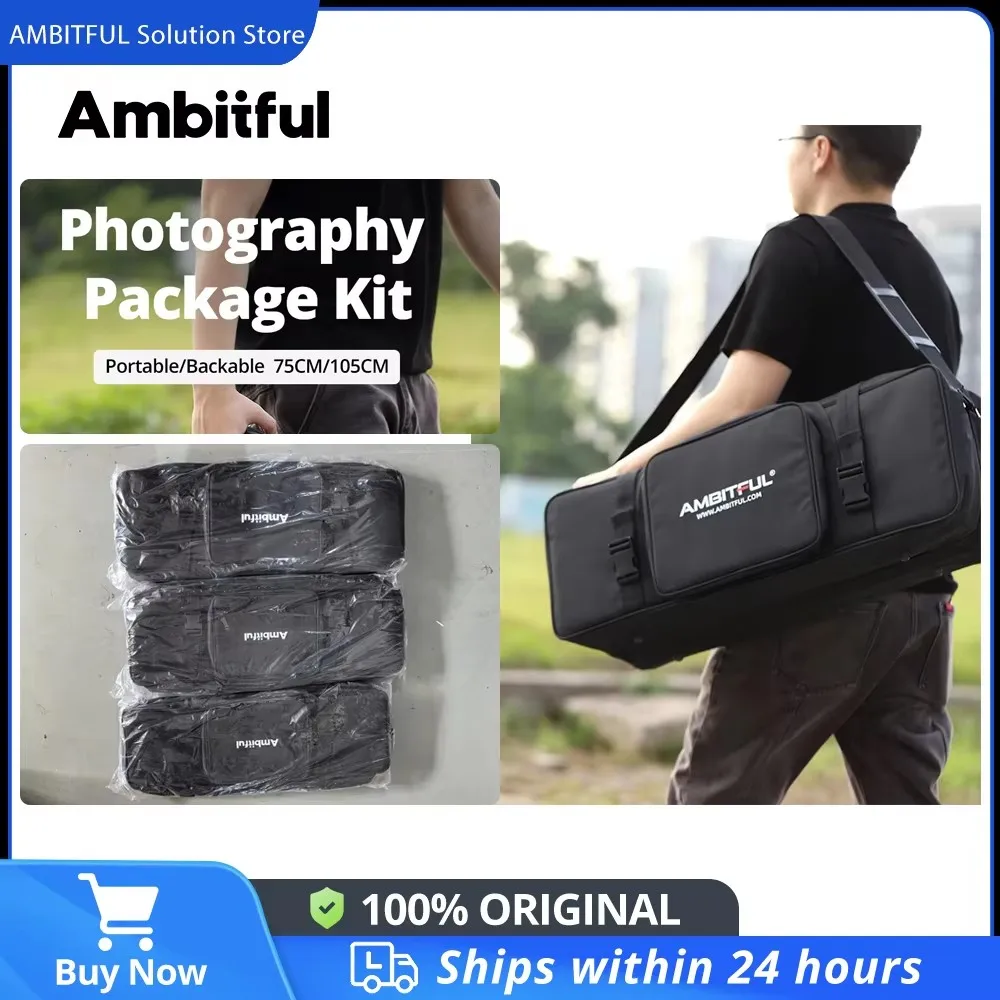 Ambitful 75CM 105CM draagbare tas voor studioflitslamp, statief en lampenstandaard, geschikt voor fotostudioflitslampen en -sets.