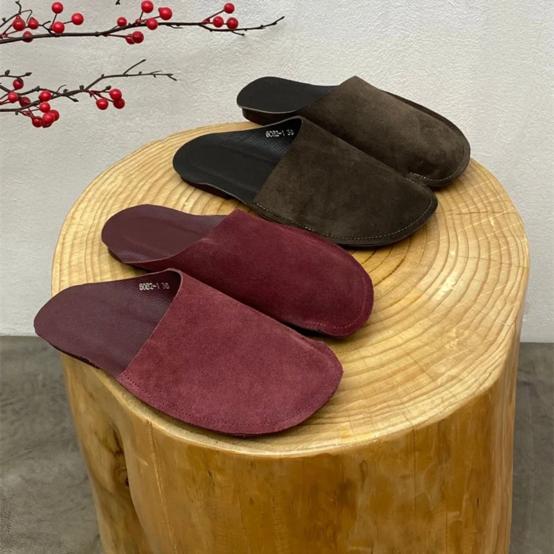 Retro And Nostalgic Style Flat Bottomed Summer Women's Shoes Made Genuine Leather Sandals Rural Elderly Slippers Mueller shoes