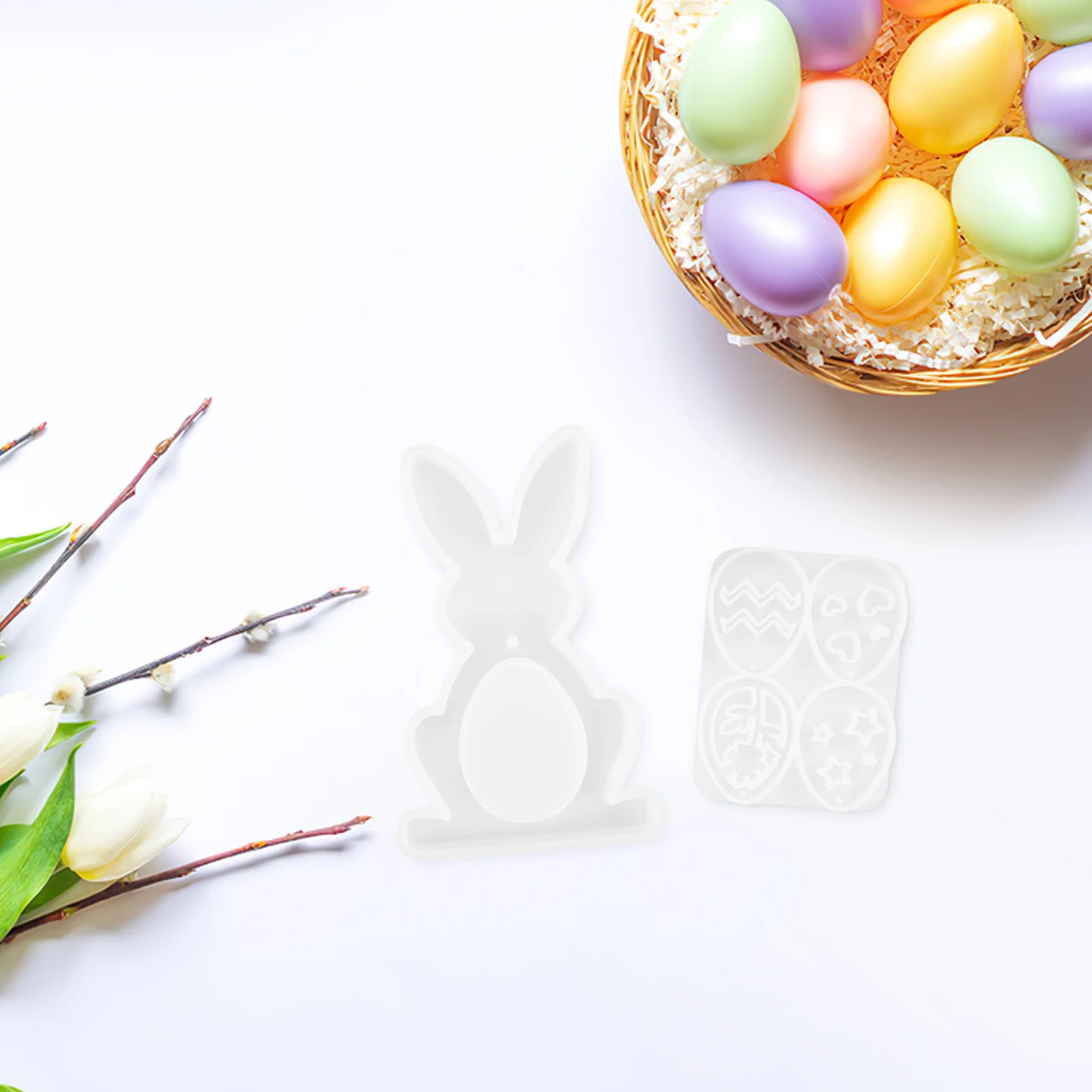 

1Set Easter Bunny and Egg Silicone Mold Flexible Reusable Craft Tool for Resin Candles Soaps Candies Holiday DIY Projects
