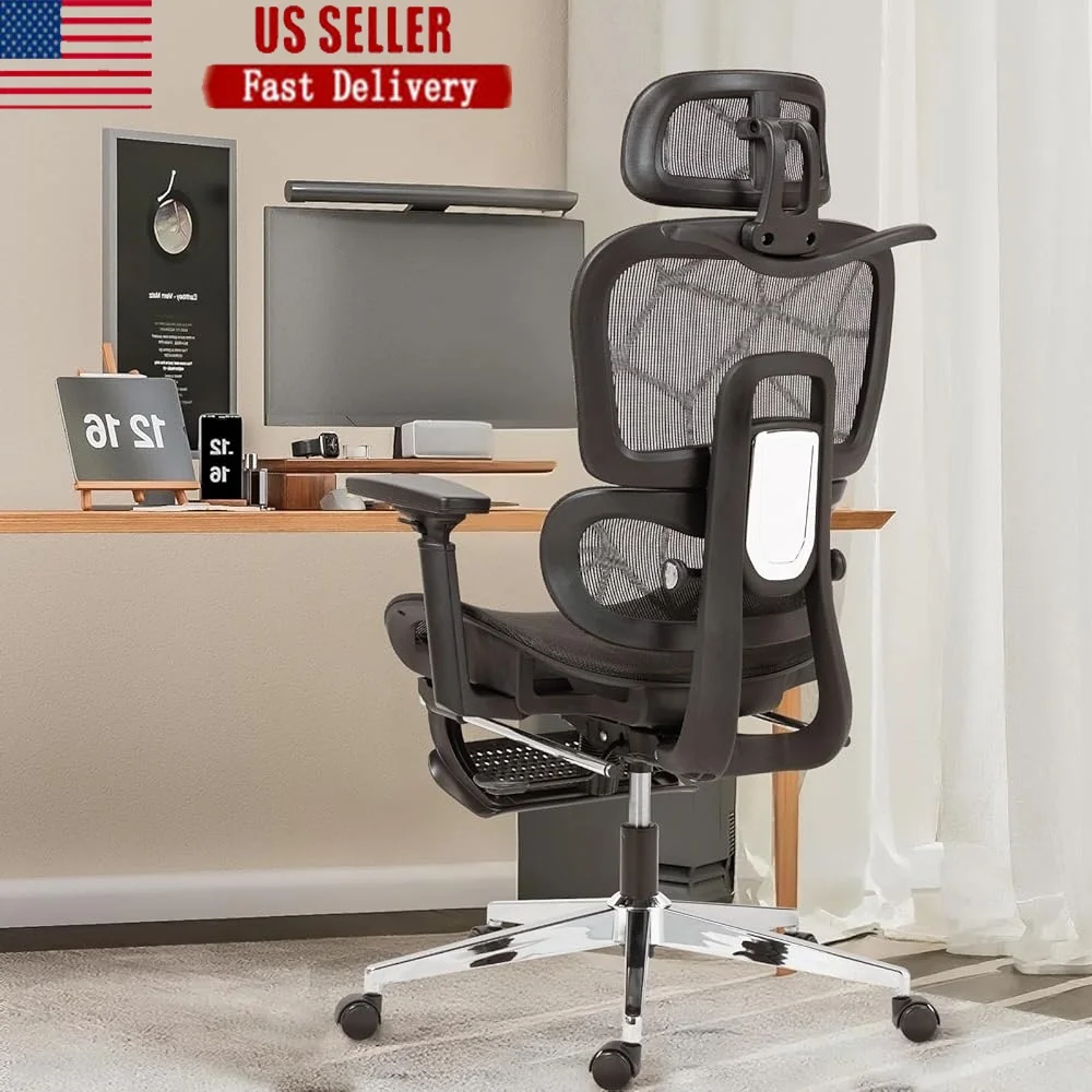 

Ergonomic Office Chair with Footrest Adjustable Lumbar Support High Back Breathable Mesh Gaming Chair Heavy Duty 400lbs
