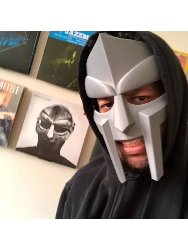 Maska Spartan MF DOOM Retro Hip Hop Metalowa Maska na Twarz Punk Rock Star Maska na Maskaradę Kostium Cosplay Rekwizyty Maska DJ na Scenę dla Mężczyzn — 2