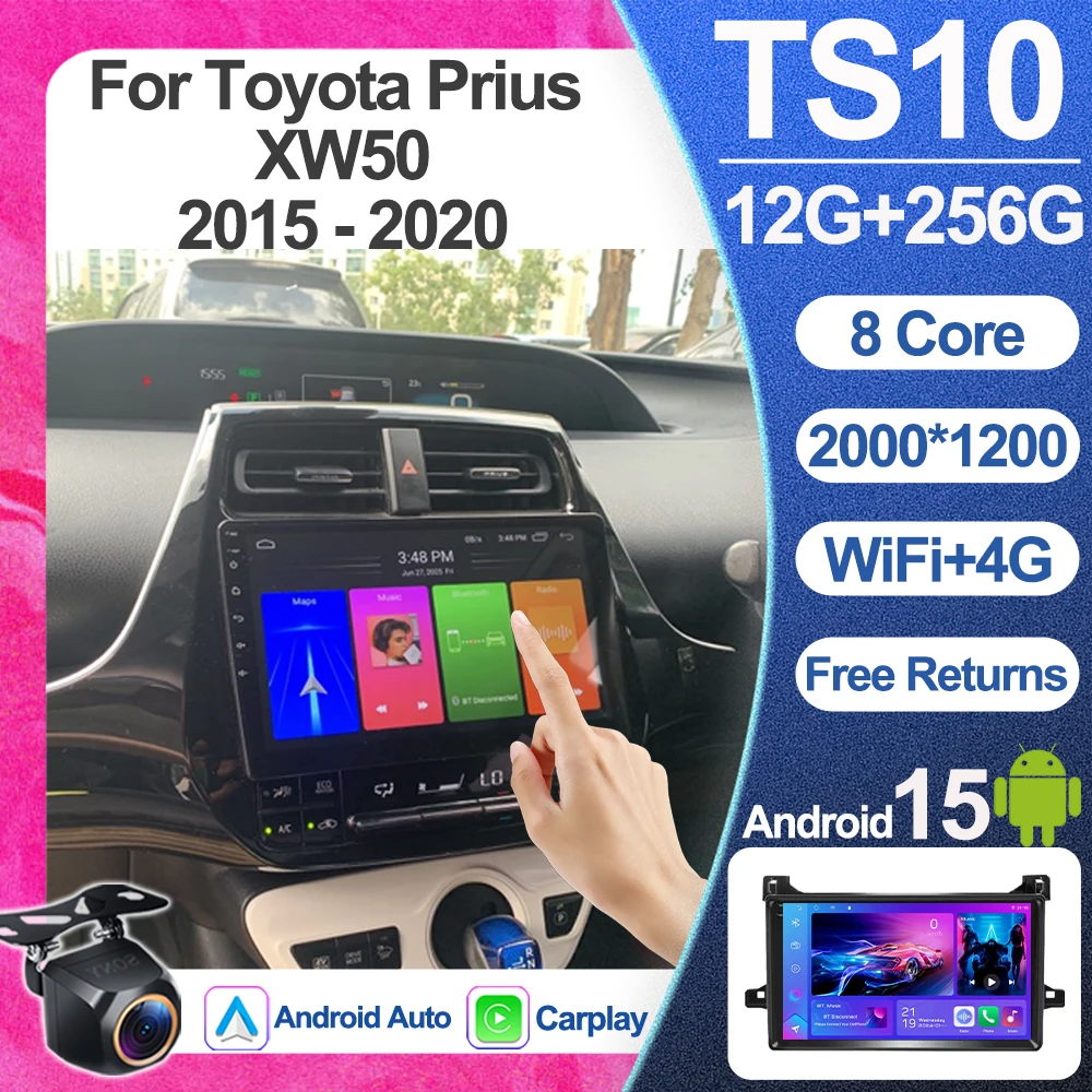 

Android 15 Carplay Auto For Toyota Prius XW50 2015 - 2020 Car Radio Multimedia Video Player Navigation GPS WiFi 5G Touch Screen