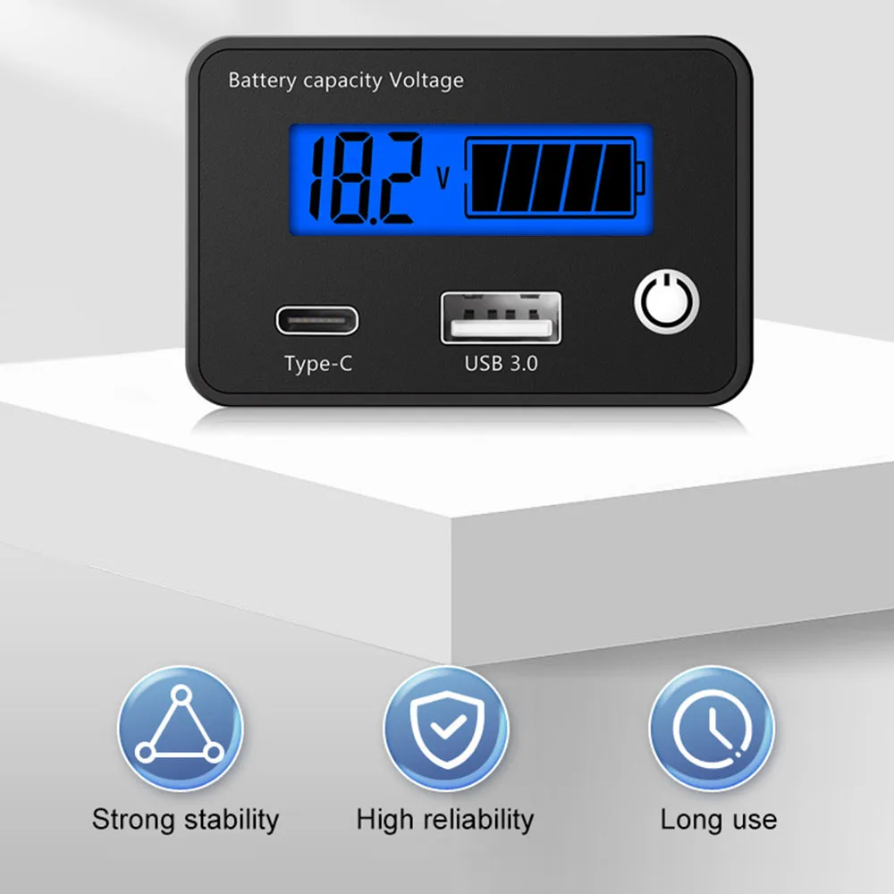 Indicatore di capacità della batteria digitale LCD 12V/24V misuratore di tensione elettrica universale per la vita al litio al piombo PO4