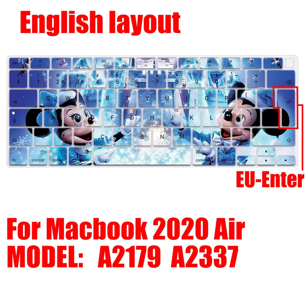 Couple Mickey Minnie EU Layout Color Print Soft Silicone Keyboard Cover For Macbook 2020 Air A2179 A2337