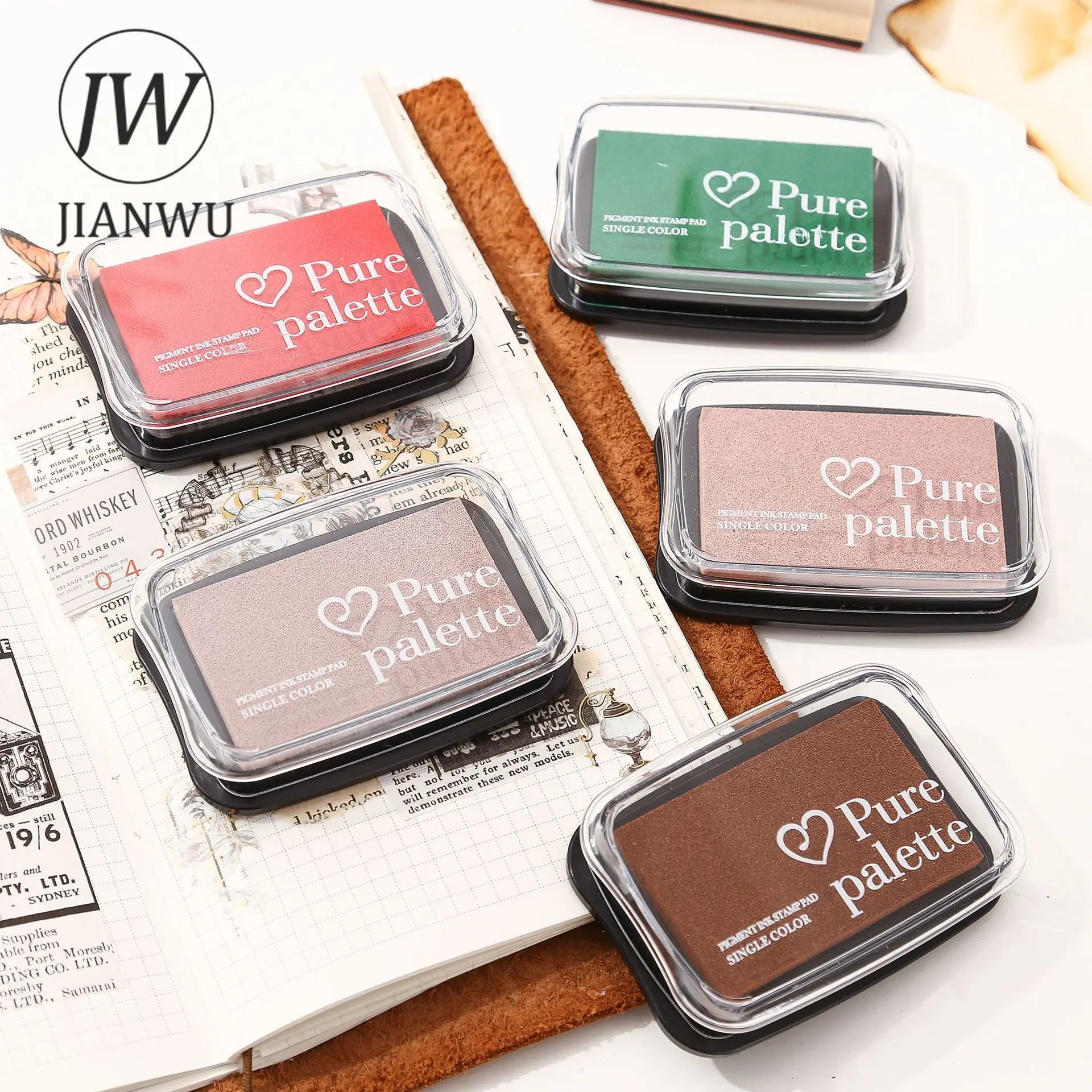 JIANWU 20 สีหมึกขนาดใหญ่ Pad น้ํามัน Planner ซิลิโคนแสตมป์วัสดุเว้าเอวสีหมึก Pad Creative DIY วารสารเครื่องเขียน