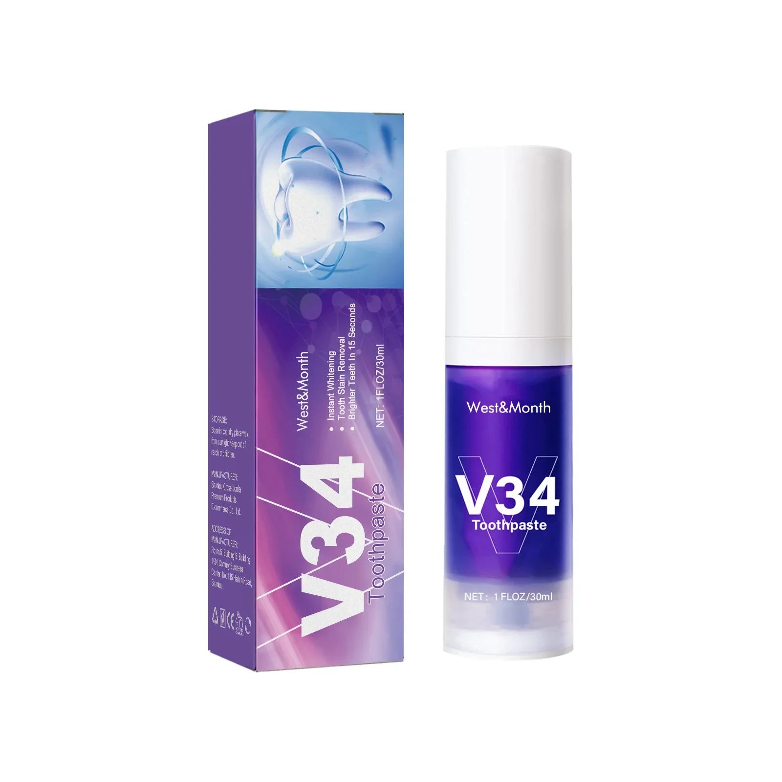 

V34 Tooth Cleaning Mousse for Effective Plaque Stain Removal Fresh Breath Whitening Teeth Clean Care Toothpaste Teeth Whitening