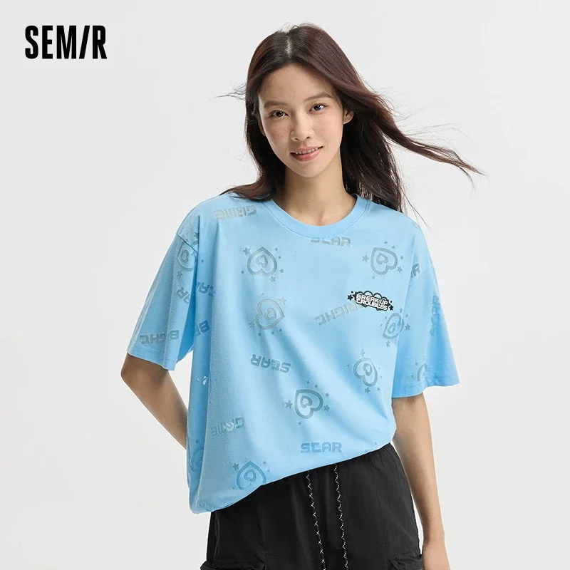 Semir Women Mid-Length T-Shirt Loose And Design-Oriented Top Letter Print Top Tees Women 2024 New Arrival