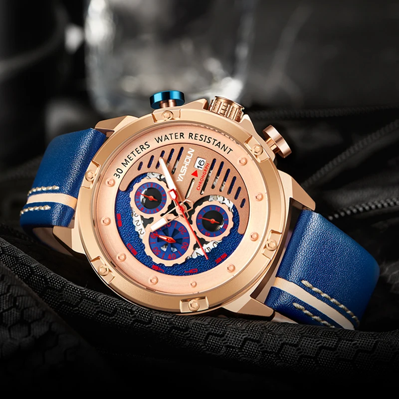 YASHIDUN 新革メンズ腕時計高級クォーツ時計男性用防水日付スポーツ腕時計カジュアル時計男性 Relojes Hombre