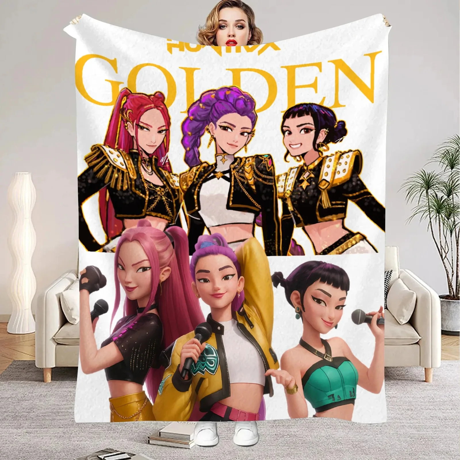 

kpop Demon Hunters Huntrix Blankets Quality Soft Warm Throw Blanket Winter Kids Couch Bed Fluffy Bedspread