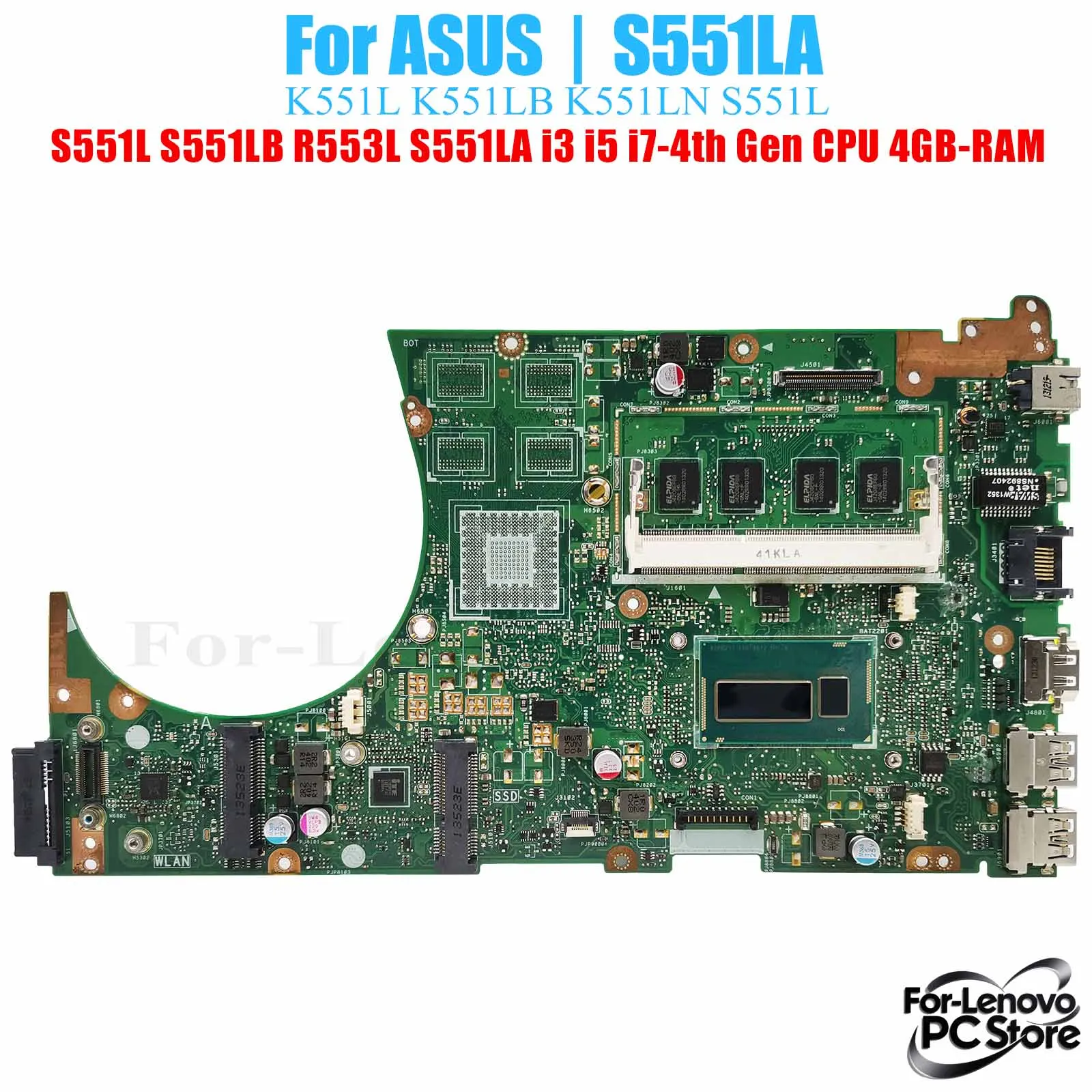 

S551LA For ASUS VivoBook V551L R551L K551L UX330UA S551LA Mainboard 100% Tested Laptop Mainboard