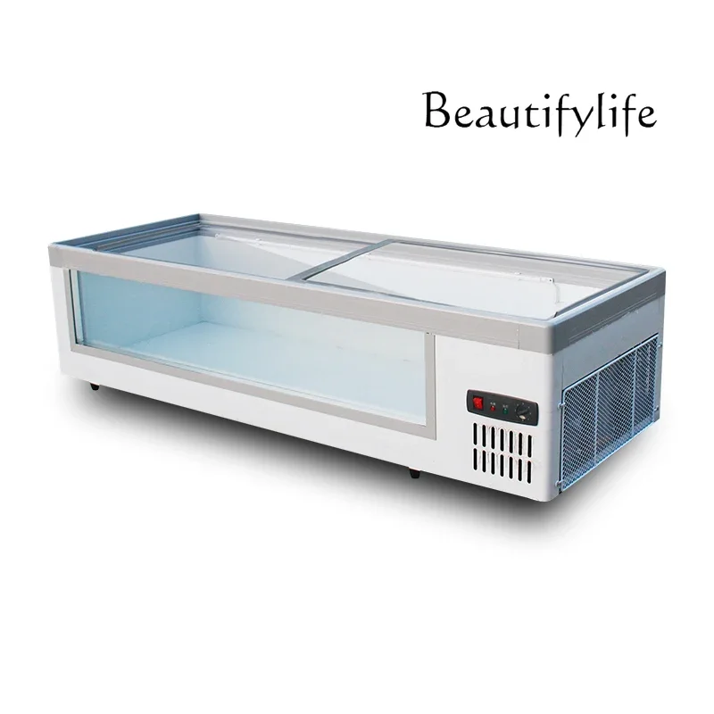 

Desktop refrigerated display cabinet Movable horizontal barbecue fresh-keeping cabinet