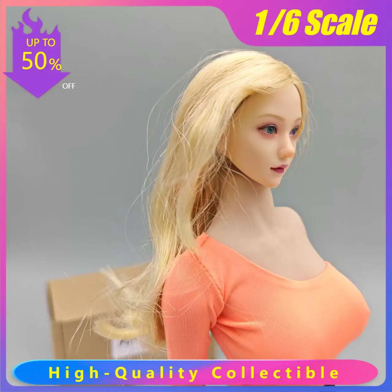 

ART015C 1/6 Beauty Girl LeLe Asia Head Carving with Hair Transplant Toy Model