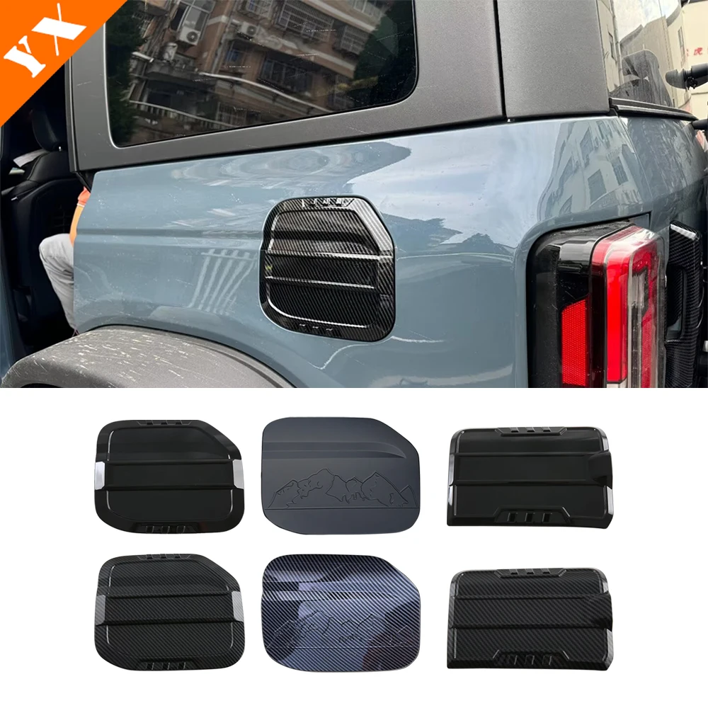 

For Ford bronco 2024 2025 accessories Carbon Black Trim Car Refueling Decor Cover Fuel Tank Cap Garnish Frame 1pcs
