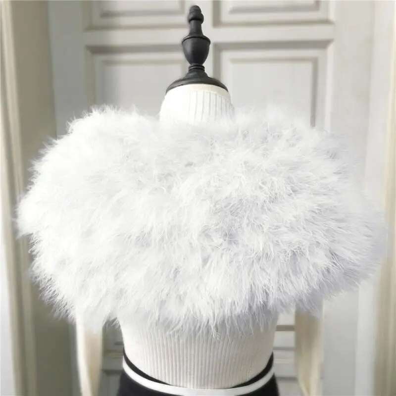 Real Ostrich Feather Fur Shrug, Protetor de Ombro Quente, Capa para Noiva, Festa de Casamento