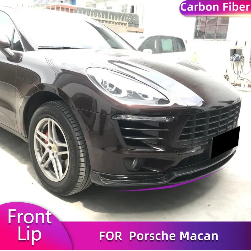 

Carbon Fiber Front Bumper Lip Spoiler for Porsche Macan Sport Utility 4-Door 2014-2017 Car Racing Front Lip Chin Apron Body Kit