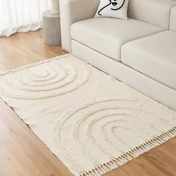 Nordic Cotton Linen Rug Modern Geometric Rainbow Living Room Carpet Bedroom Bedside Floor Door Mat Aesthetic Home Decor