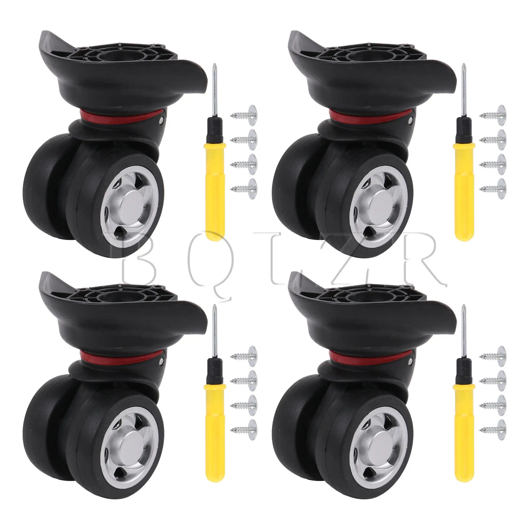 

BQLZR 4Pcs Suitcase Luggage Caster Repair Mute Wheels 3.58" W055 Left w/ Screw