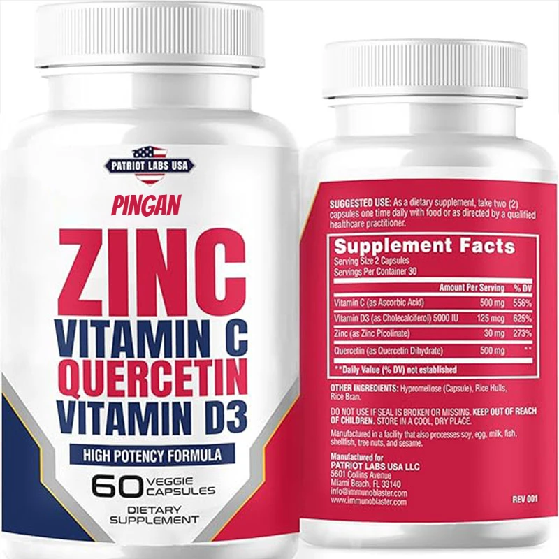 

Zinc Quercetin 500mg Contains Vitamin D and C Antioxidants - Gluten Free, Soy Free, and Dairy Free