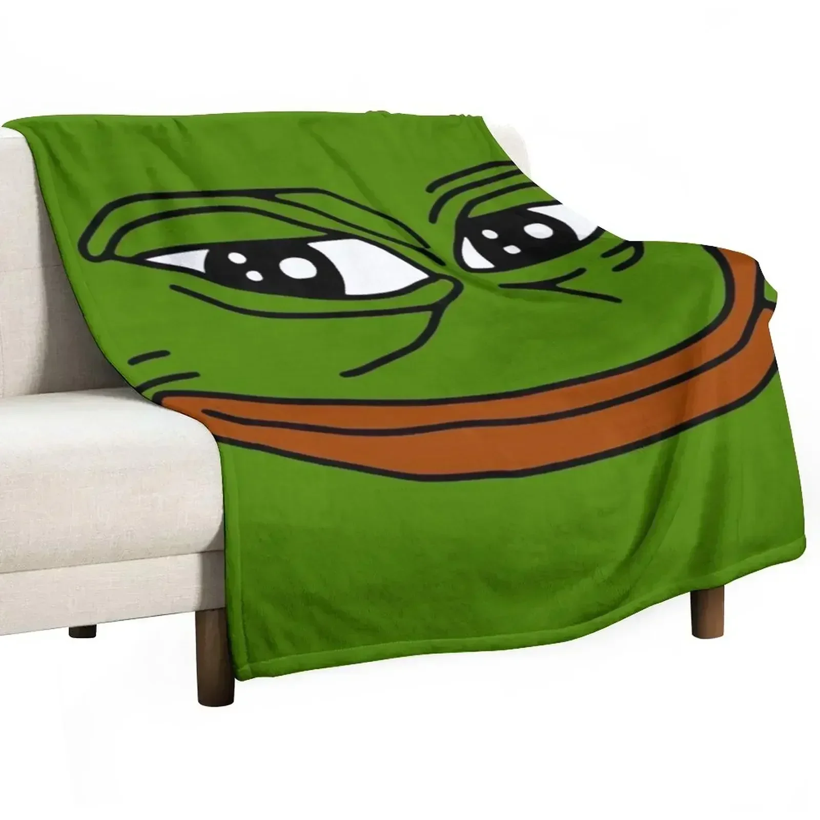 Pepe The Frog Face Throw Blanket Easy Care Comfortable Blanket for Couch