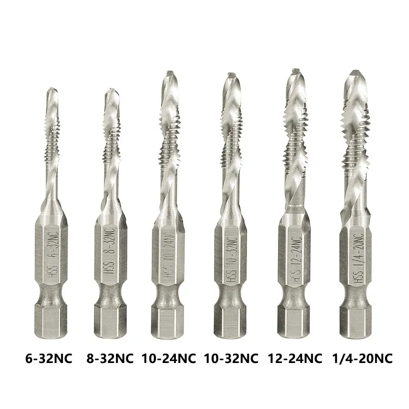 CMCP 1/4 Hex Shank Composite Tap 6-32 8-32 10-24 10-32 12-24 1/4-20 HSS Machine Plug Tap Spiral Point Thread Drill Tools