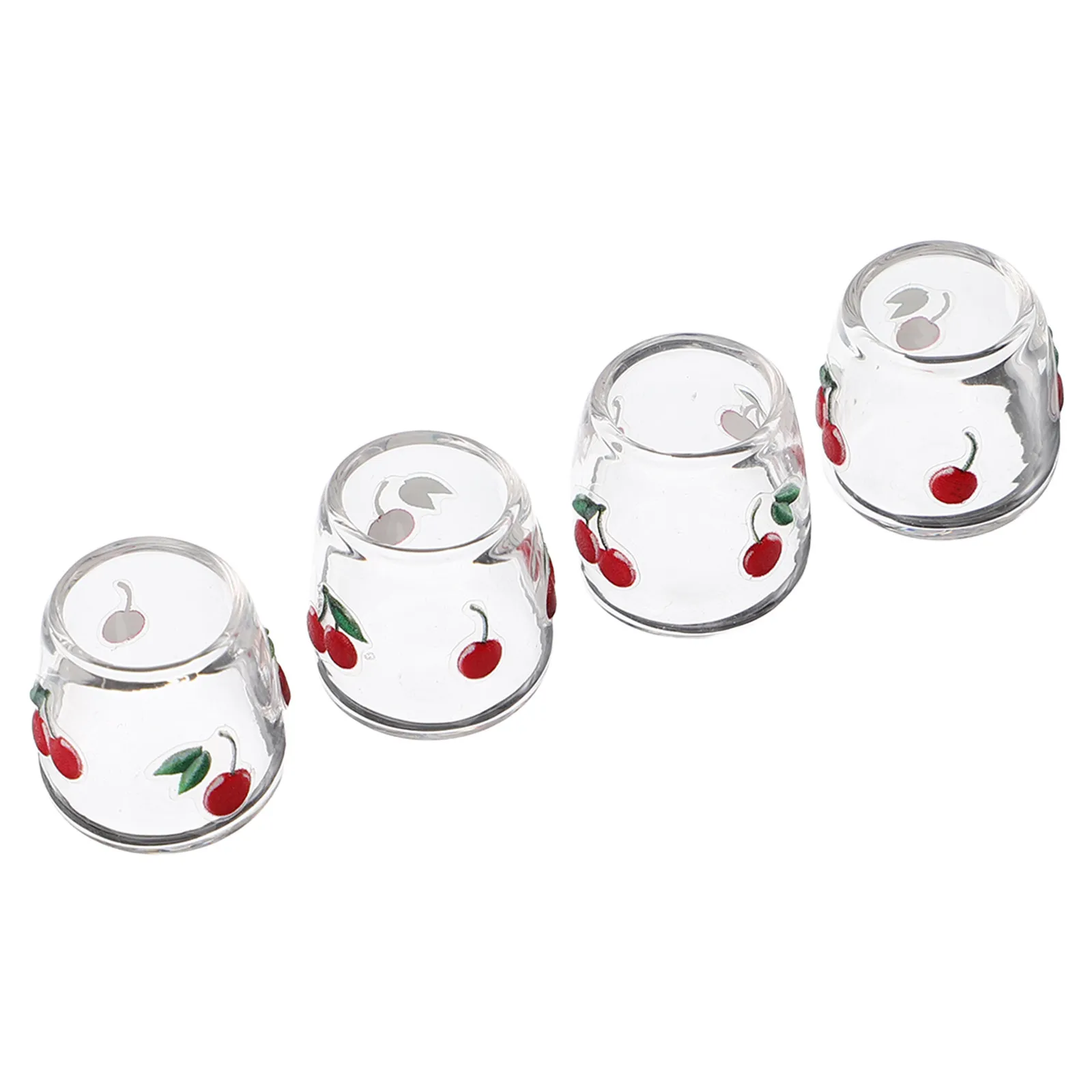 

4Pcs Miniature Glass Cups Cherry Pattern Tiny Realistic Kitchenware Mini Glass Tumblers for Dollhouse Decoration Miniature