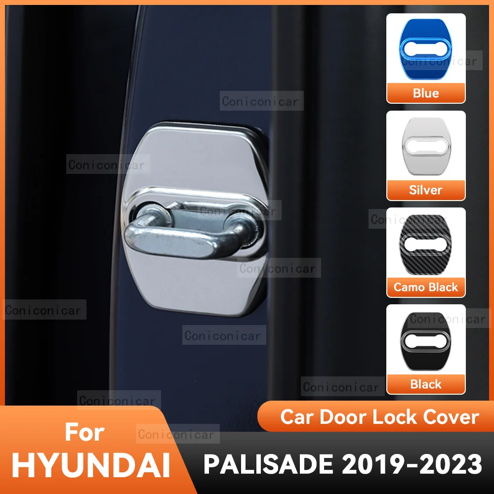 For HYUNDAI PALISADE 2019-2023 Accessories Car Door Lock Protect Cover Emblems Case Stainless Steel Decoration Protection