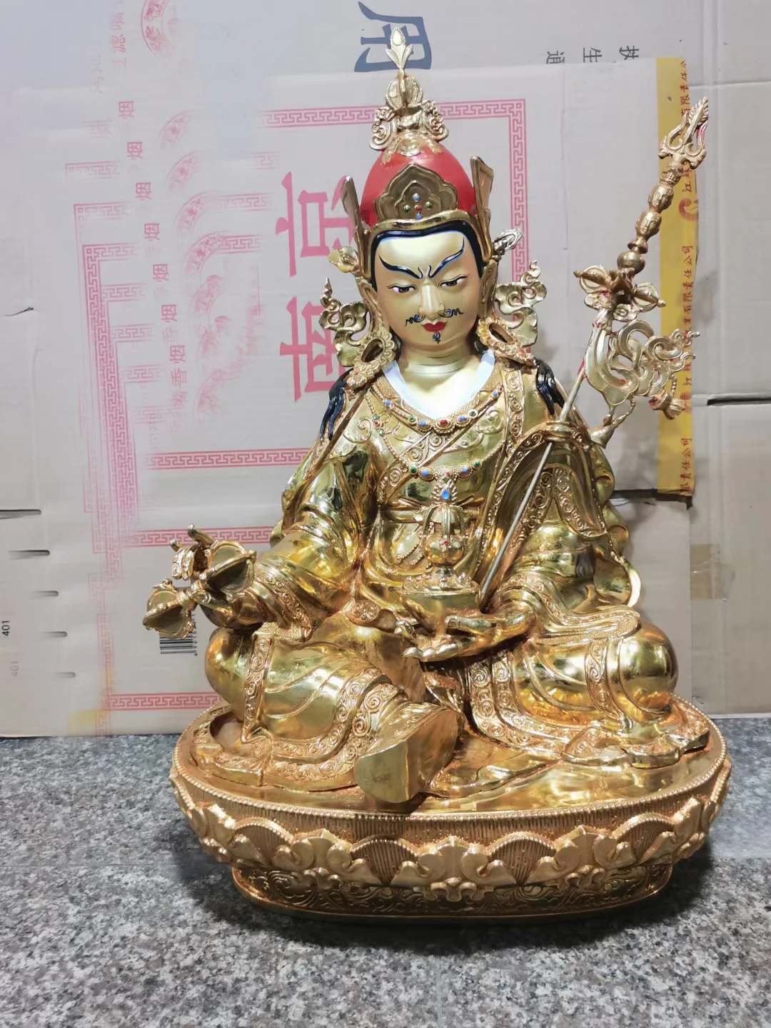 

45CM large Nepal Tibet temple Buddhism brass Guru Rinpoche Padmasambhava Buddha statue Buddhist bless safe health good luck
