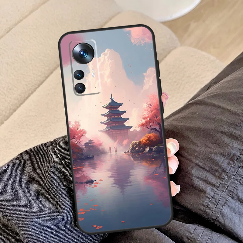 Japanese Art Temple Sakura Case For Xiaomi 13 13T 12T 11T 12 Lite 14 Pro 12X POCO F5 Pro X5 X3 M5 X4 F3 F4 C65 Cover