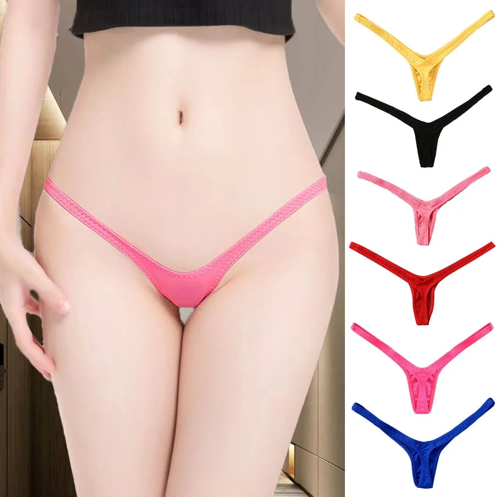 Hot Sexy Women\'s Thong Low Waist Mini Female Panties G-string Thongs Bikini Bottom Underwear Deep V Breathable Solid Lightweight