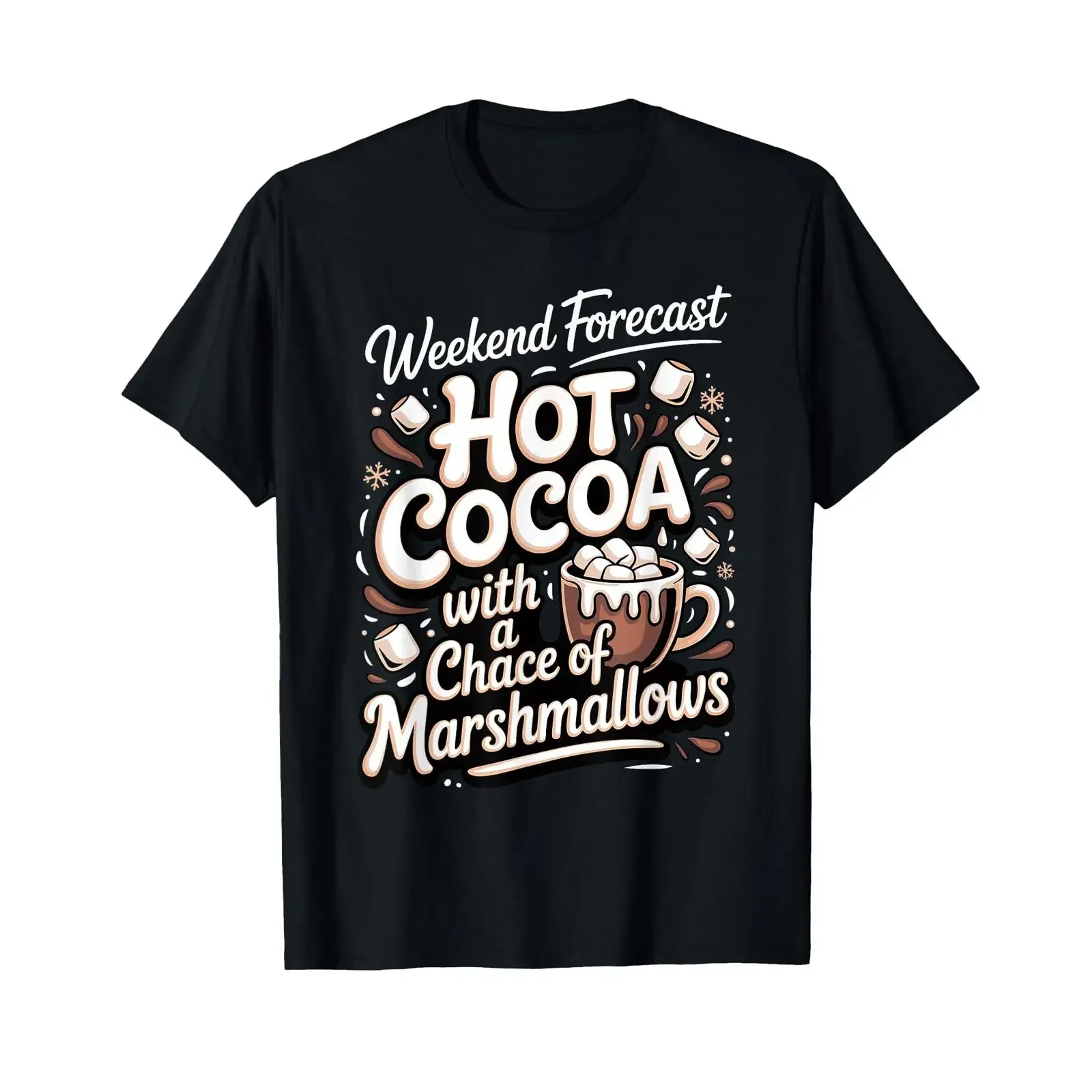 Weekend Forecast Hot Cocoa with Marshmallows Cozy T Shirt vintage Washed graphic Stylish Breathable streetwear Soft Stretched