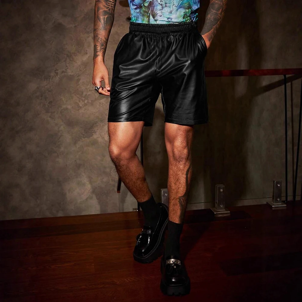 

Mens Motorcycle Biker Shorts Youth Pu Leather Pants Summer Streetwear Fashion Nightclub Unique Niche Men'S Clothing 2026 New