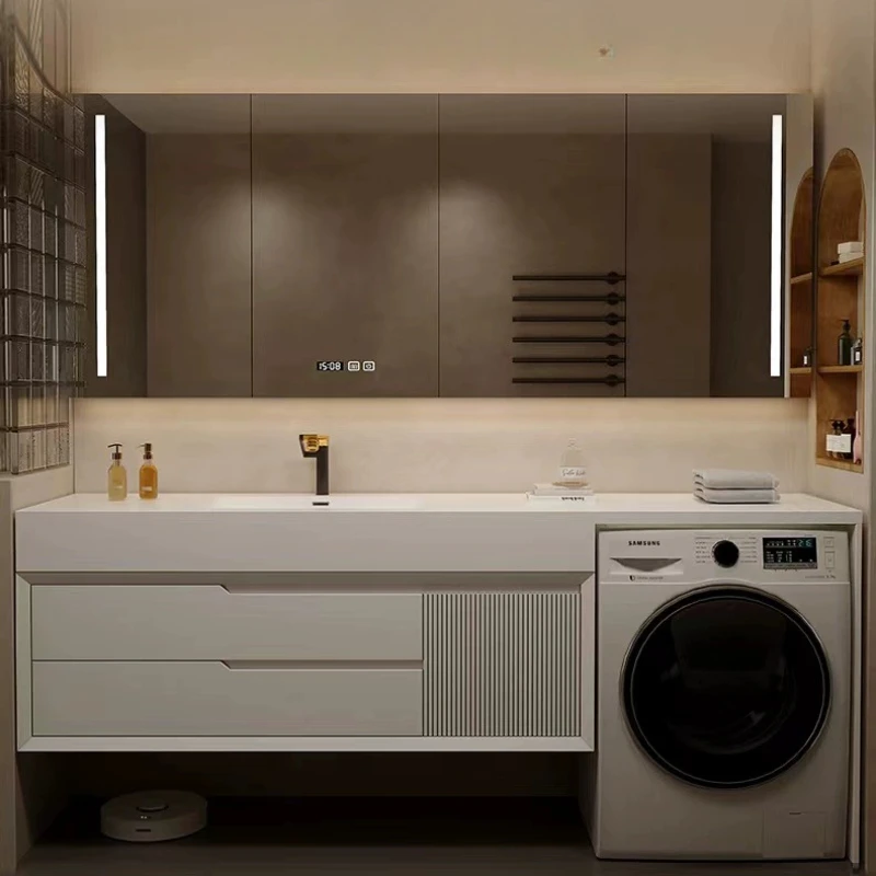 

Storage Cabinet Wooden Furniture Bathroom Multipurpose Luxury Towel White Narrow Open Cabinets Salon Station Washbasin Vanity Wc