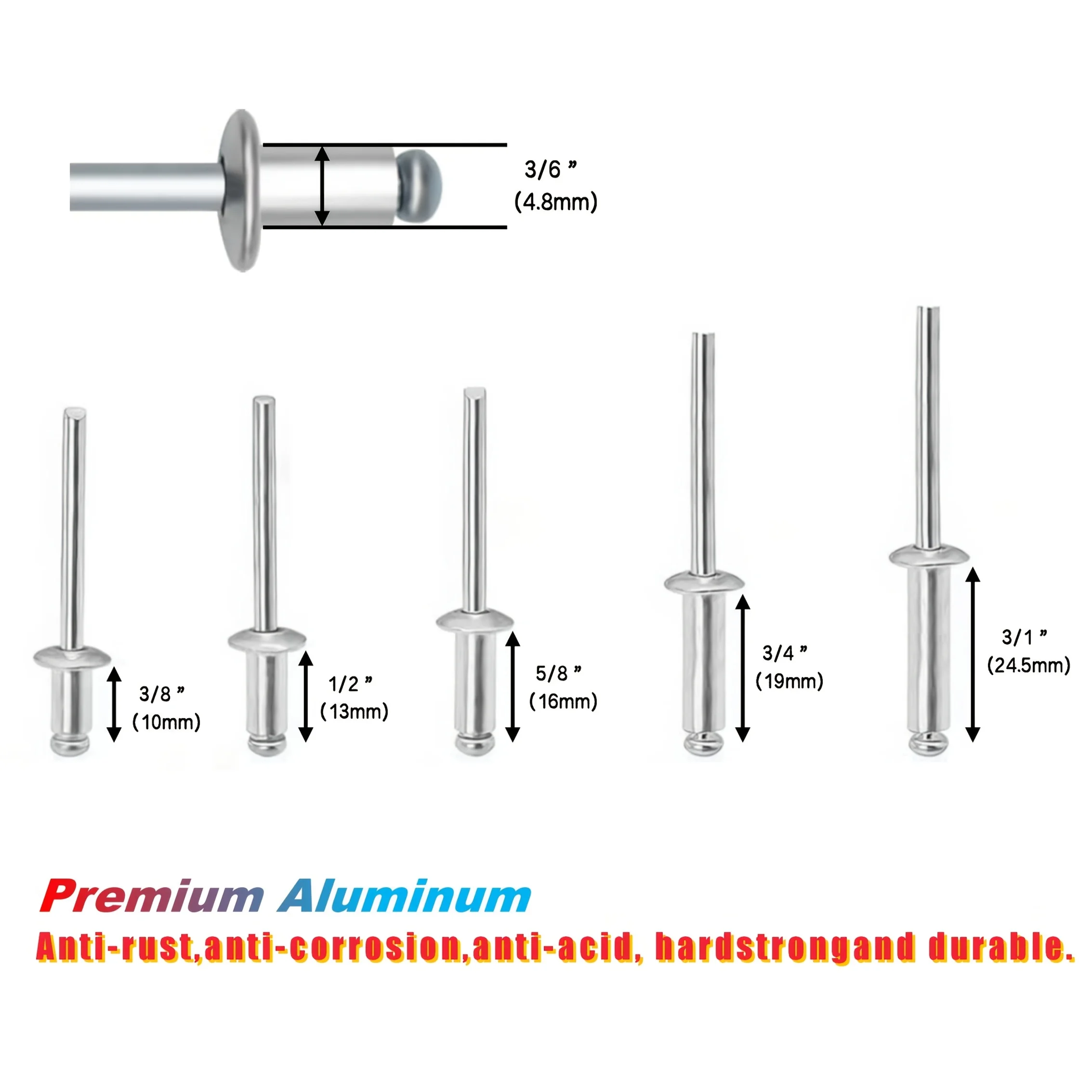 100pcs popular rivets 3/16