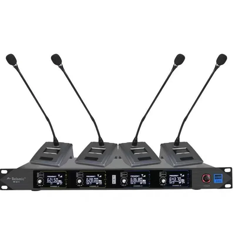 

611 wireless UHF 4-channel microphone desktop audio sound system