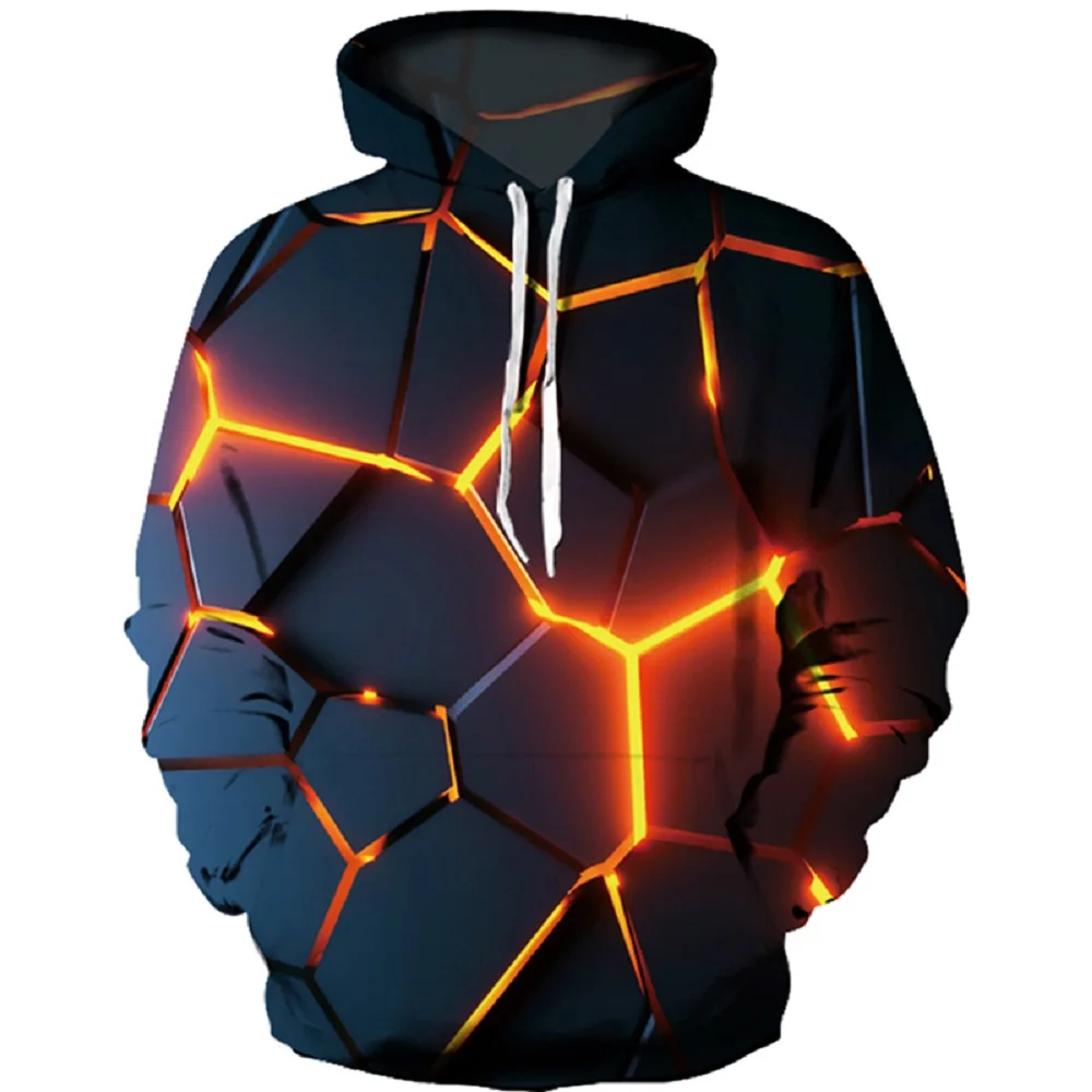 

Men's Spring and Autumn Hoodie with Pocket 3D Printed Light Stripe Print Street Walk Casual Parkour Top for Men and Women