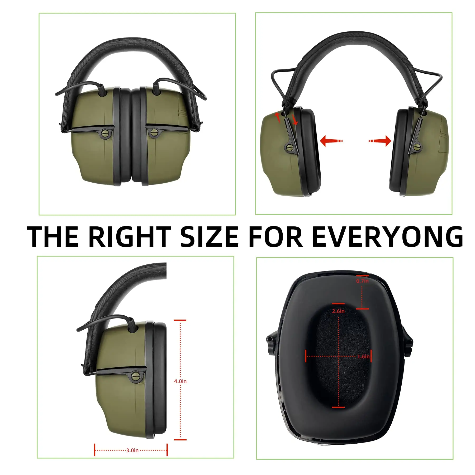 ZOHAN Electronic Headphone Shooting Ear Protection Earmuffs Hearing Protection Active Noise Canceling NRR30db Hunting Outdoor