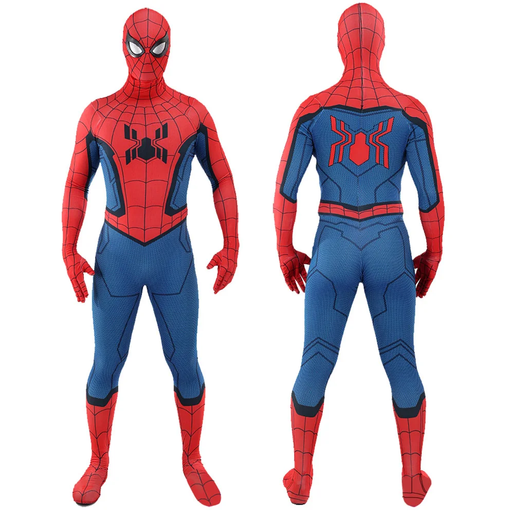 Home Coming Spiderman Cosplay Spider Spandex Bodysuit Superhero Halloween Costume Home Comeing Spidey Zentai Costume Adult