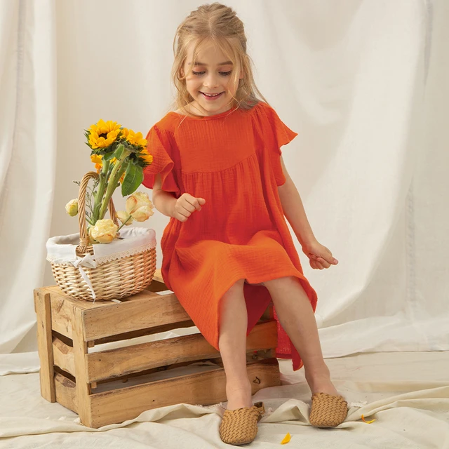 Kids Summer Dresses Girls Kids Summer Orange Dress Orange Girl Clothes 2023 Summer Aliexpress