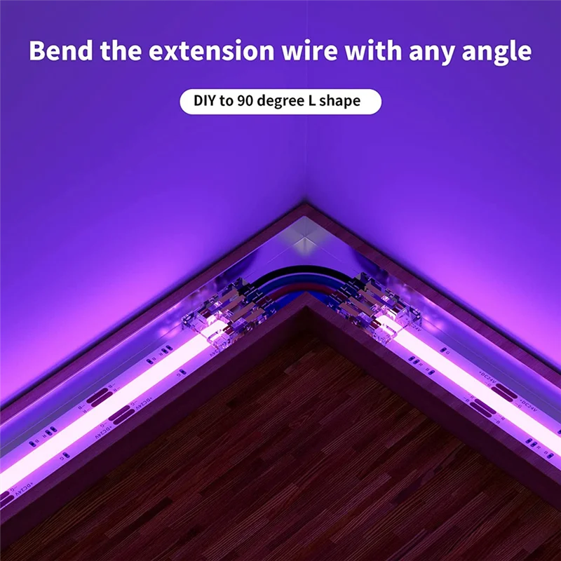 MAKE-1Set 10 مللي متر موصلات ل COB RGB LED قطاع أضواء 4 دبوس المزدوج ينتهي تمديد موصلات إلى 4 دبابيس التوصيل 5.5In تمديد سلك